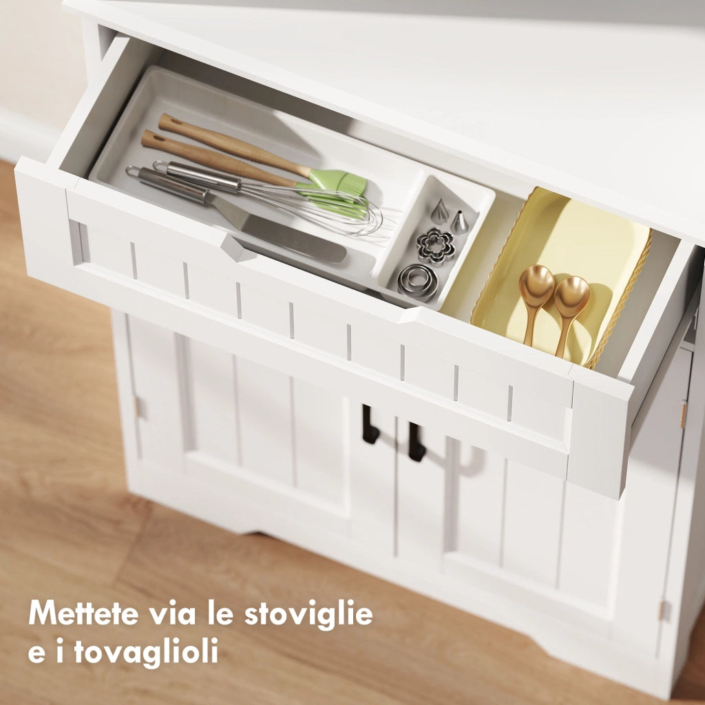 Credenza Cucina con Armadietti e Cassetto ¨C Minimal ¨C Bianco
