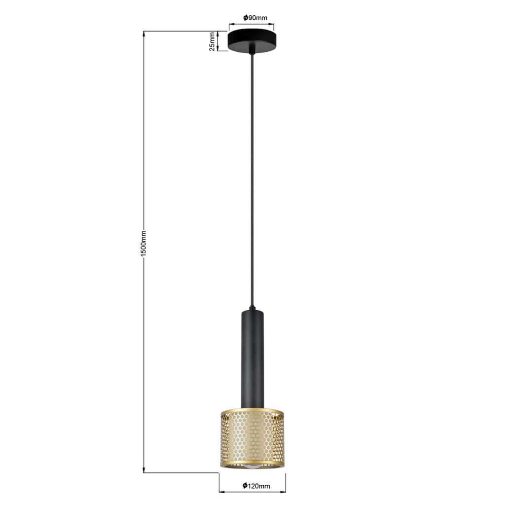 Lampada a sospensione industriale nero/oro E27 AMO metallo