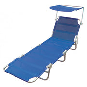 Set da 4 Lettino pieghevole con parasole- BLU