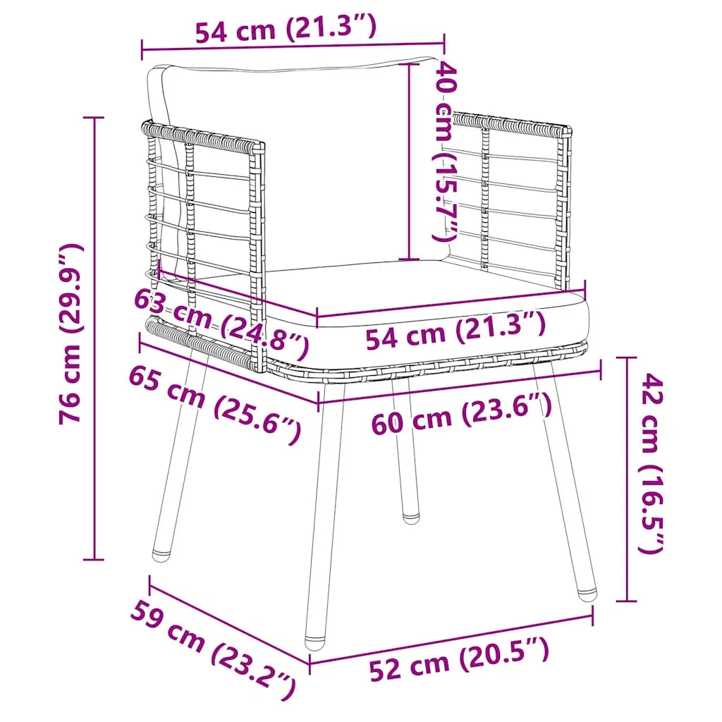 Sedia da Giardino con Cuscini Naturale in Polyrattan 4108260