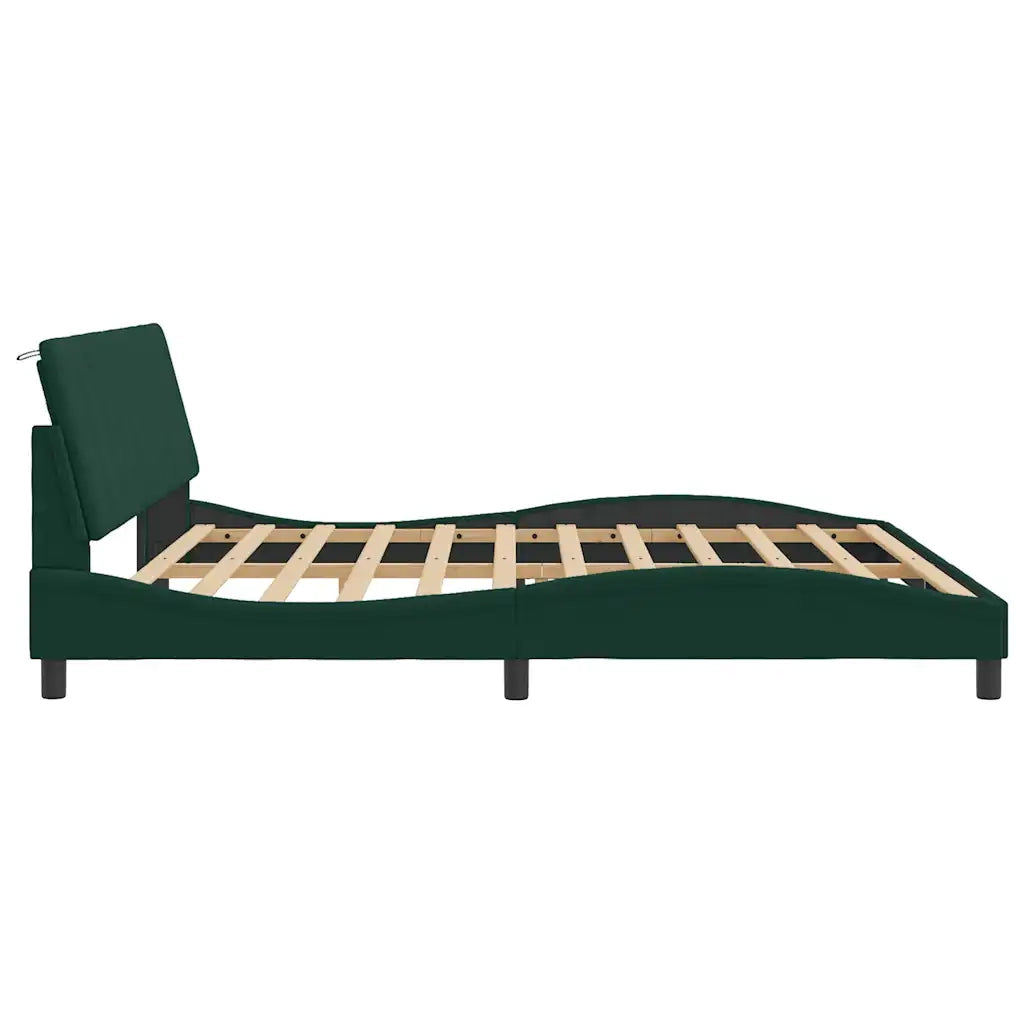 Giroletto senza Materasso Hanko Verde Scuro 200x200 cm in Velluto