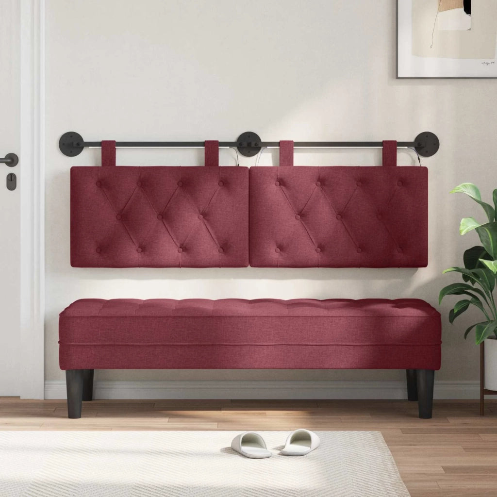 Testiera sospesa Con luce LED Rosso Vino Tessuto 3424628