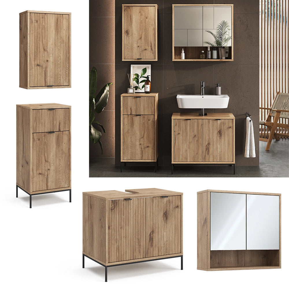 Vicco Set di mobili da bagno Quercia vichinga 4 parti