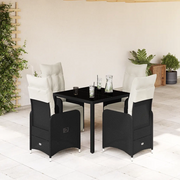 Set Bistrò da Giardino 5 pz con Cuscini in Polyrattan Nero 3277136