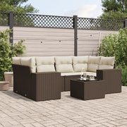 Set Divani da Giardino 7 pz con Cuscini Marrone in Polyrattan