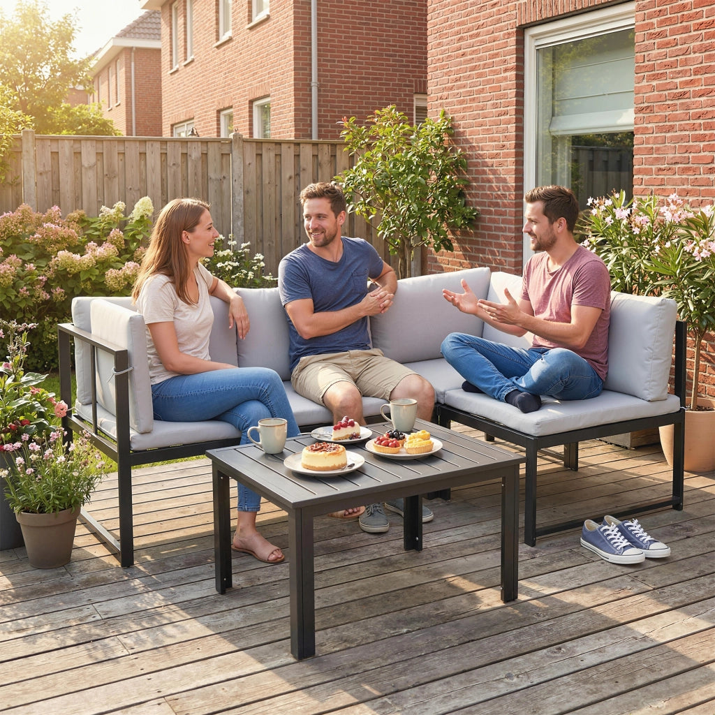 Set da giardino 2 divani 2 posti con cuscini e tavolino ¨C Minimal ¨C grigio