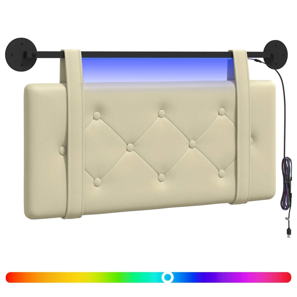 Testiera sospesa Con luce LED Crema Similpelle 3424071
