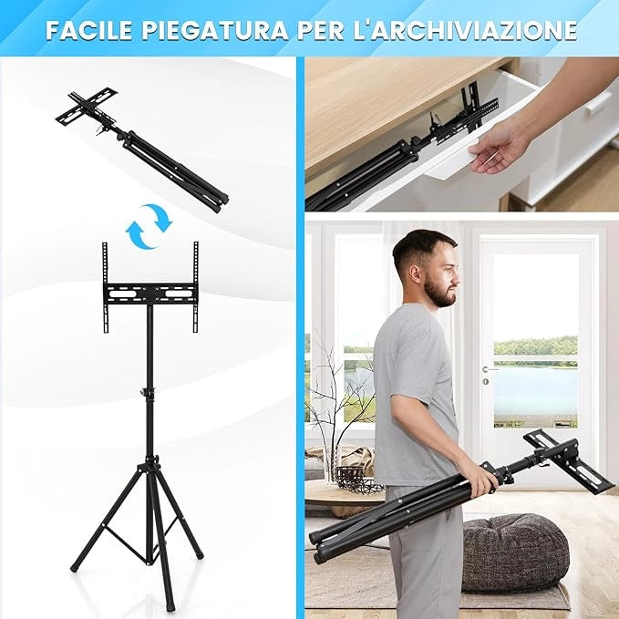 Supporto TV da Pavimento per Schermi Plasma/LCD/LED 21-47 Pollici, Supporto TV Altezza Regolabile e Girevole, Porta TV con Staffe Fino a 35 kg, Max VESA 400 x 400 mm