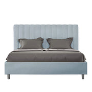 Letto una piazza e mezza contenitore imbottito 130x190 microfibra azzurro Agueda