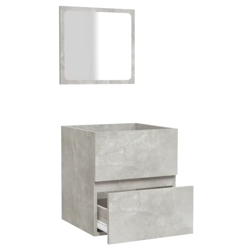 Mobile da Bagno con Specchio Grigio Cemento Legno Multistrato 804867