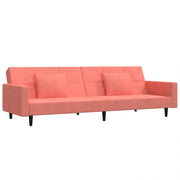 Divano letto | Sof¨¤ letto | Letto singolo a 2 Posti con 2 Cuscini Rosa in Velluto