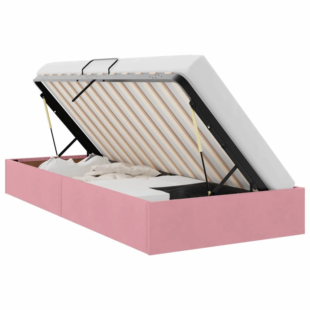 Letto ottomano con archiviazione Rosa 90 x 200 cm Velluto 3442861