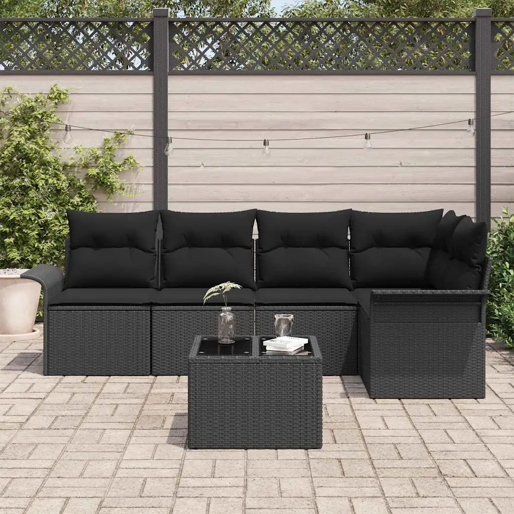 Set Divano da Giardino con cuscino 6 pcs polyrattan