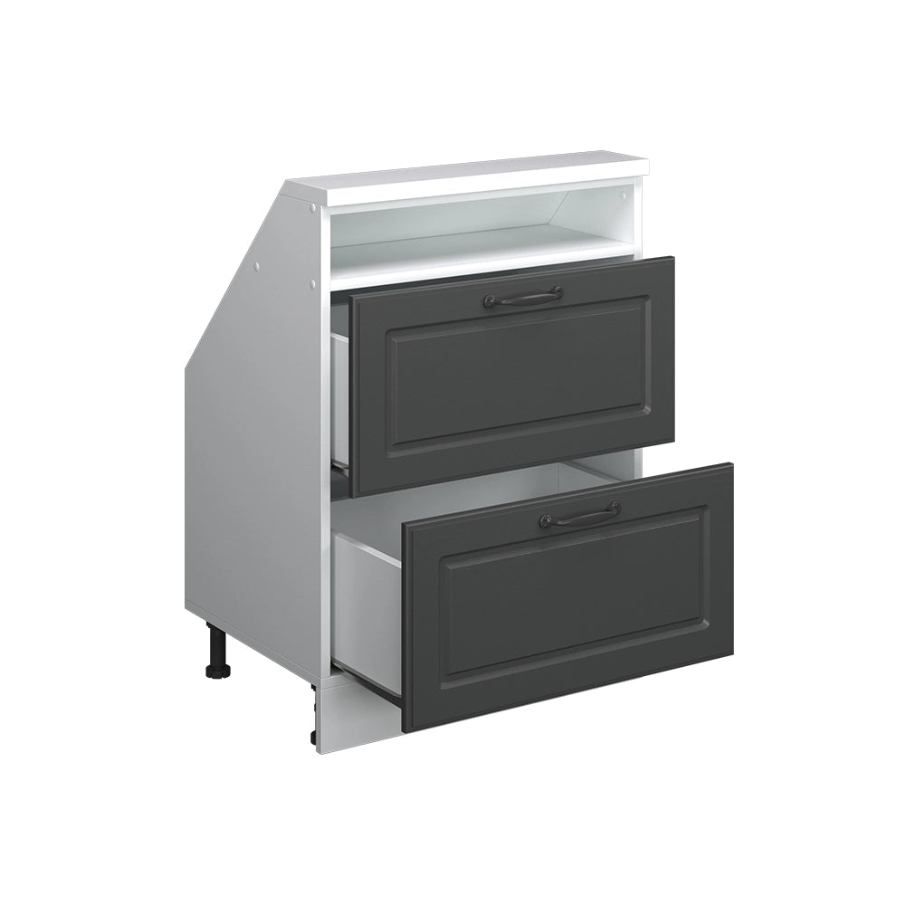 Mobile sottotetto Rion Antracite rustico/Bianco con 2 cassetti Vicco
