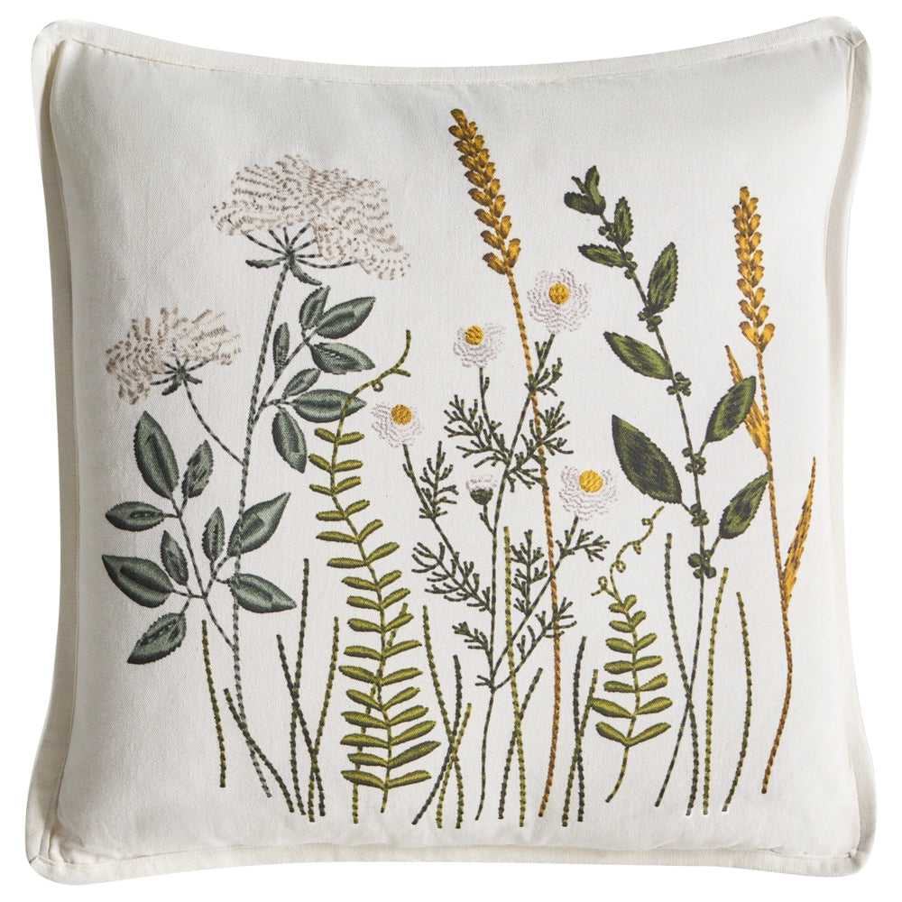 Set di 2 cuscini decorativi in tessuto di cotone bianco e marrone con motivo floreale, 45 x 45 cm