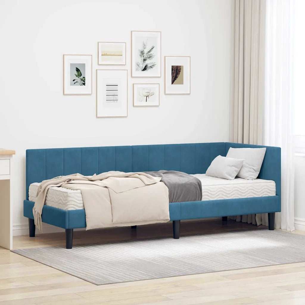 Struttura Letto Angolare con Materasso 2 pcs Blu Velluto 3393877