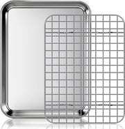 Piatto per forno in acciaio inossidabile - 26,5 x 20,5 x 2,5 cm - Resistente alla lavastoviglie - Per padelle e teglie - Tolleranza termica fino a 500°F - Piatto per forno
