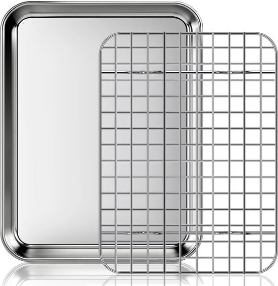 Piatto per forno in acciaio inossidabile - 26,5 x 20,5 x 2,5 cm - Resistente alla lavastoviglie - Per padelle e teglie - Tolleranza termica fino a 500°F - Piatto per forno