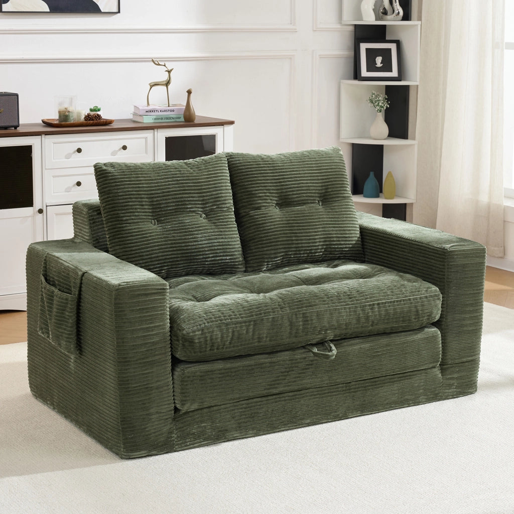 Divano 2 Posti con Braccioli Allargati e Tasche Laterali ¨C MINIMAL ¨C Verde