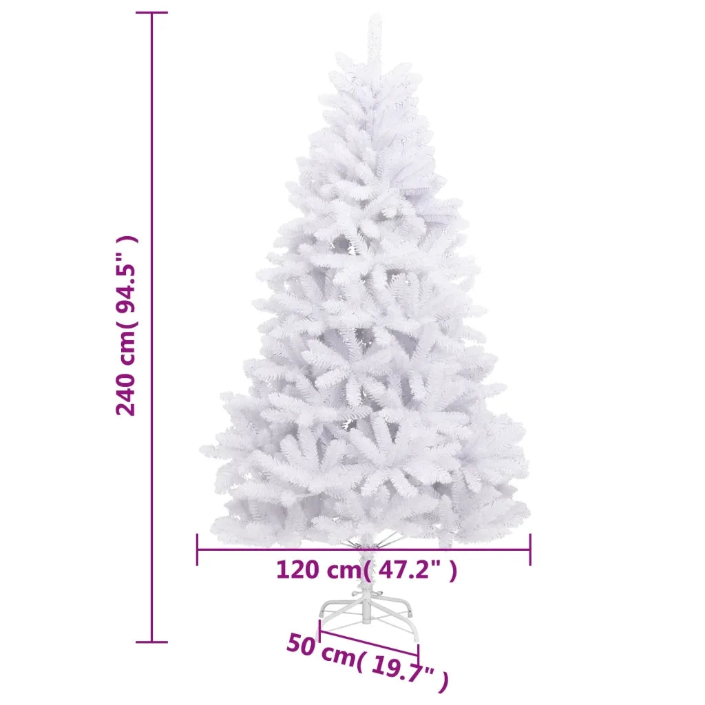 Albero di Natale Artificiale Incernierato con Base Bianco 240cm 357788