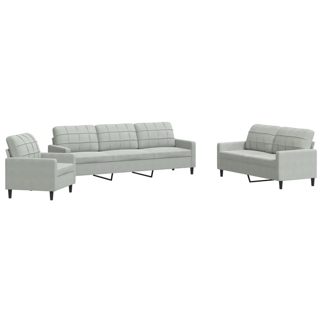 Set di Divani 4 pz con Cuscini Grigio Chiaro in Velluto 3278441