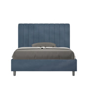 BS COM Letto una piazza e mezza con rete imbottito 120x200 microfibra blu