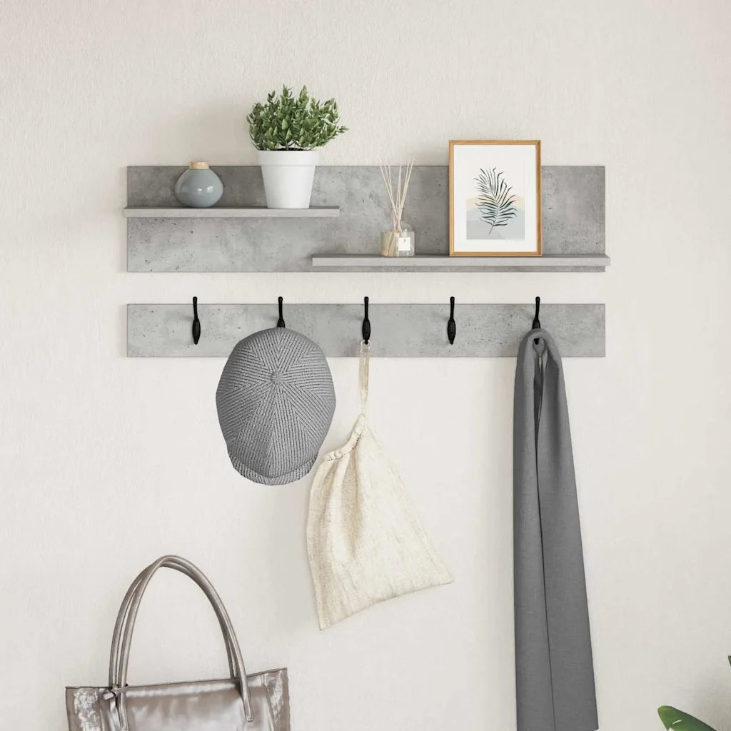 Appendiabiti a muro Grigio cemento 90 x 15 x 36 cm 874422