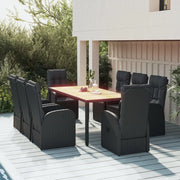 Set da Pranzo da Giardino 9 pz con Cuscini Nero in Polyrattan 3157604