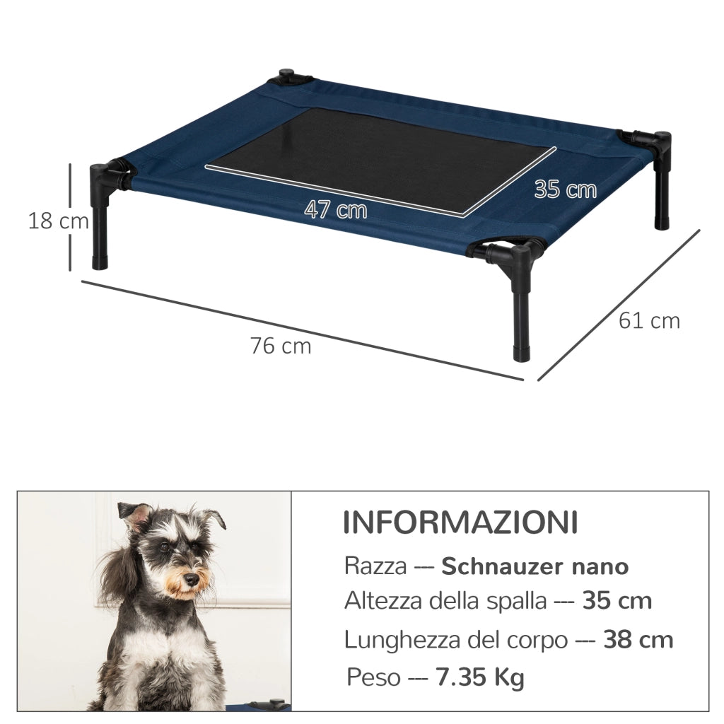 Letto per Cani ¨C Minimal ¨C Blu, Tessuto Oxford e Metallo, 76x61x18 cm