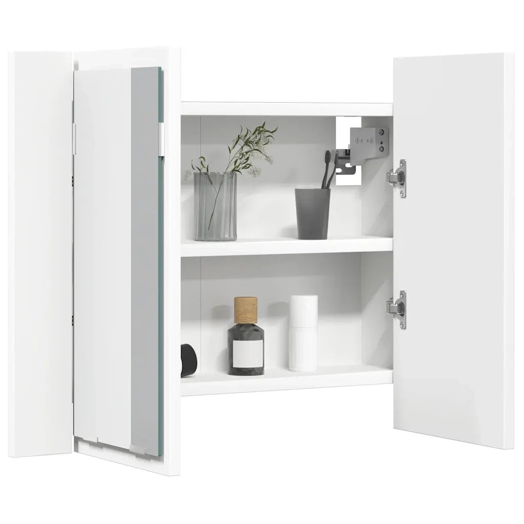 Armadietto a Specchio con Luci LED Bianco 60x12x45 in Acrilico