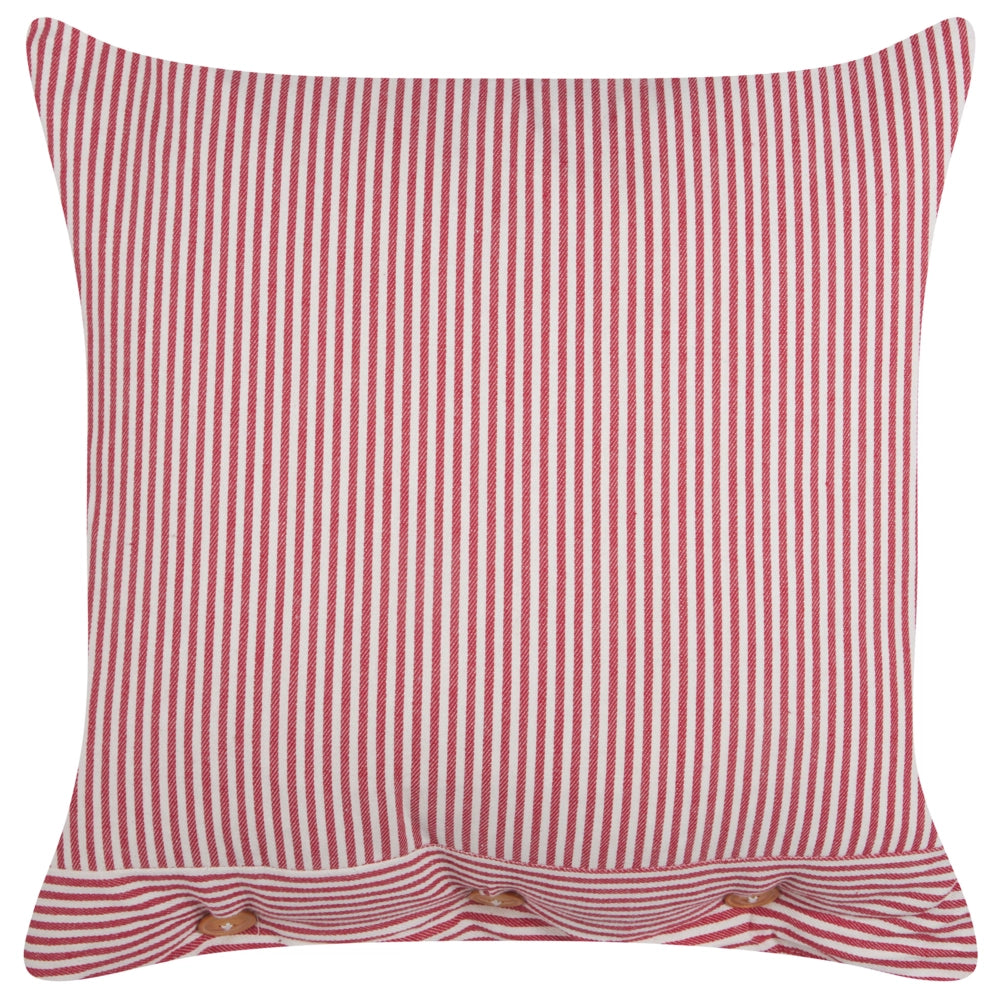 Set di 2 cuscini decorativi in cotone rosso e bianco 45 x 45 cm con motivo a strisce e bottoni Accessori decorativi retrò Camera da letto Soggiorno