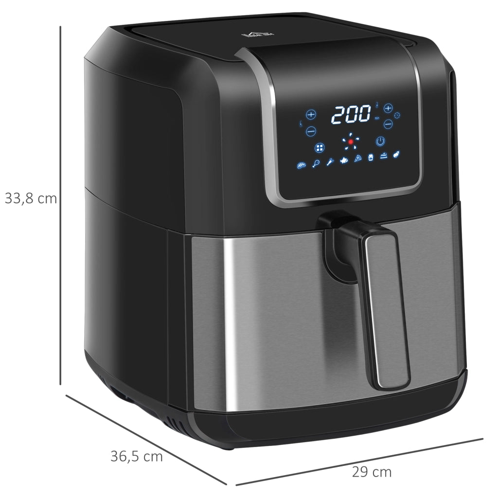 Friggitrice ad Aria 6,5L 1700W con 8 Programmi e Cestello ¨C Minimal ¨C 36,5x29x33,8 cm Nero