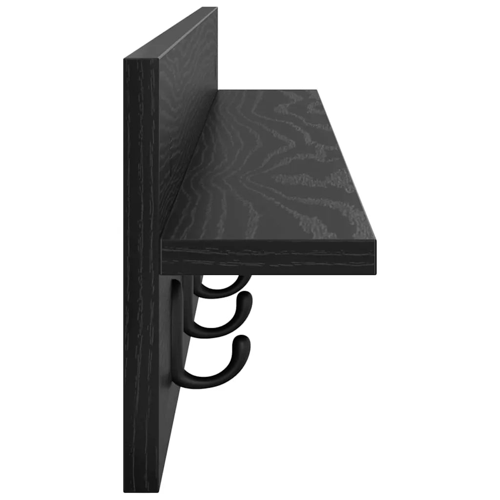 Appendiabiti a muro Rovere Nero 100 x 10,5 x 18 cm 874404