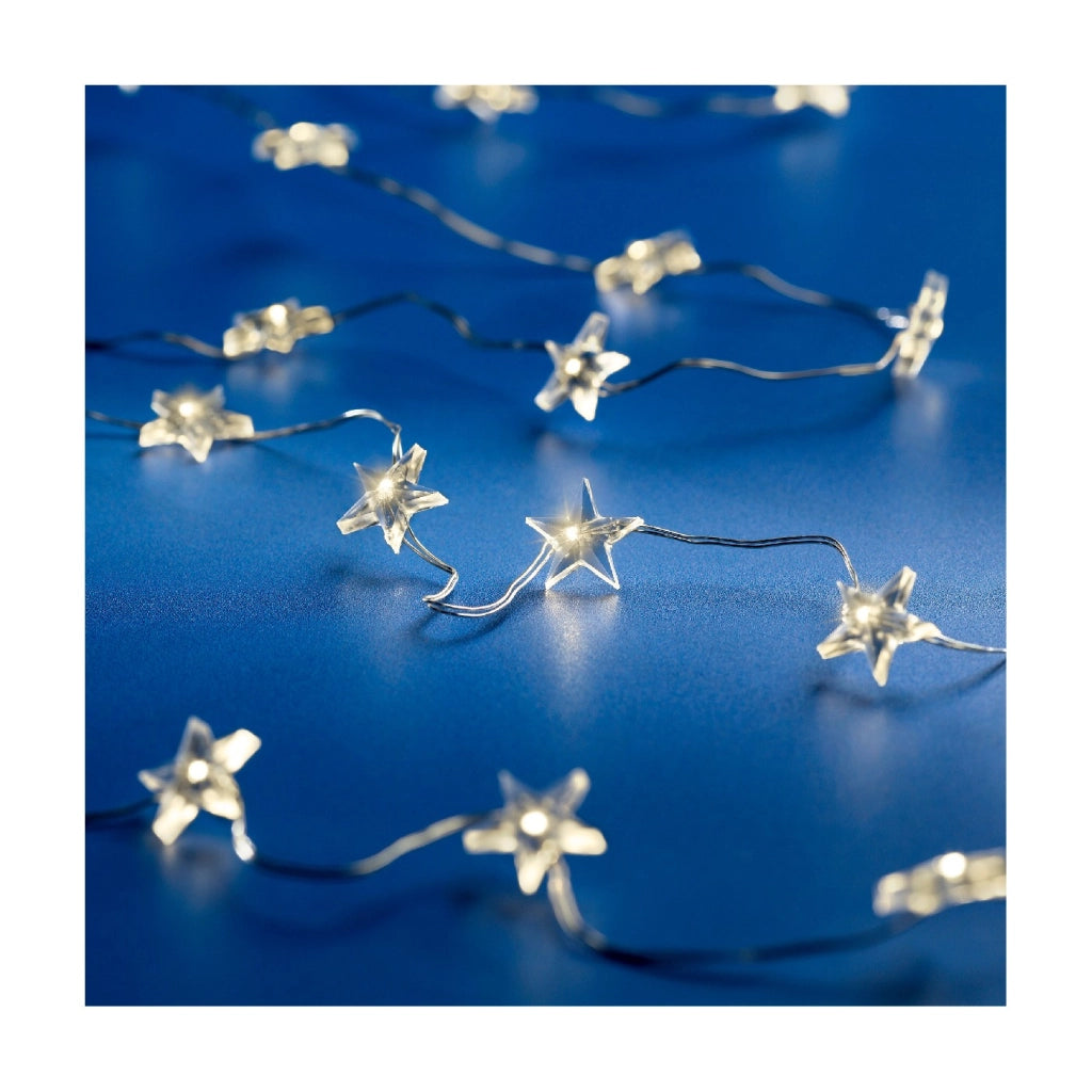 Micro Led luce fissa c/stelle argento/bianco freddo 495cm 100L a batteria