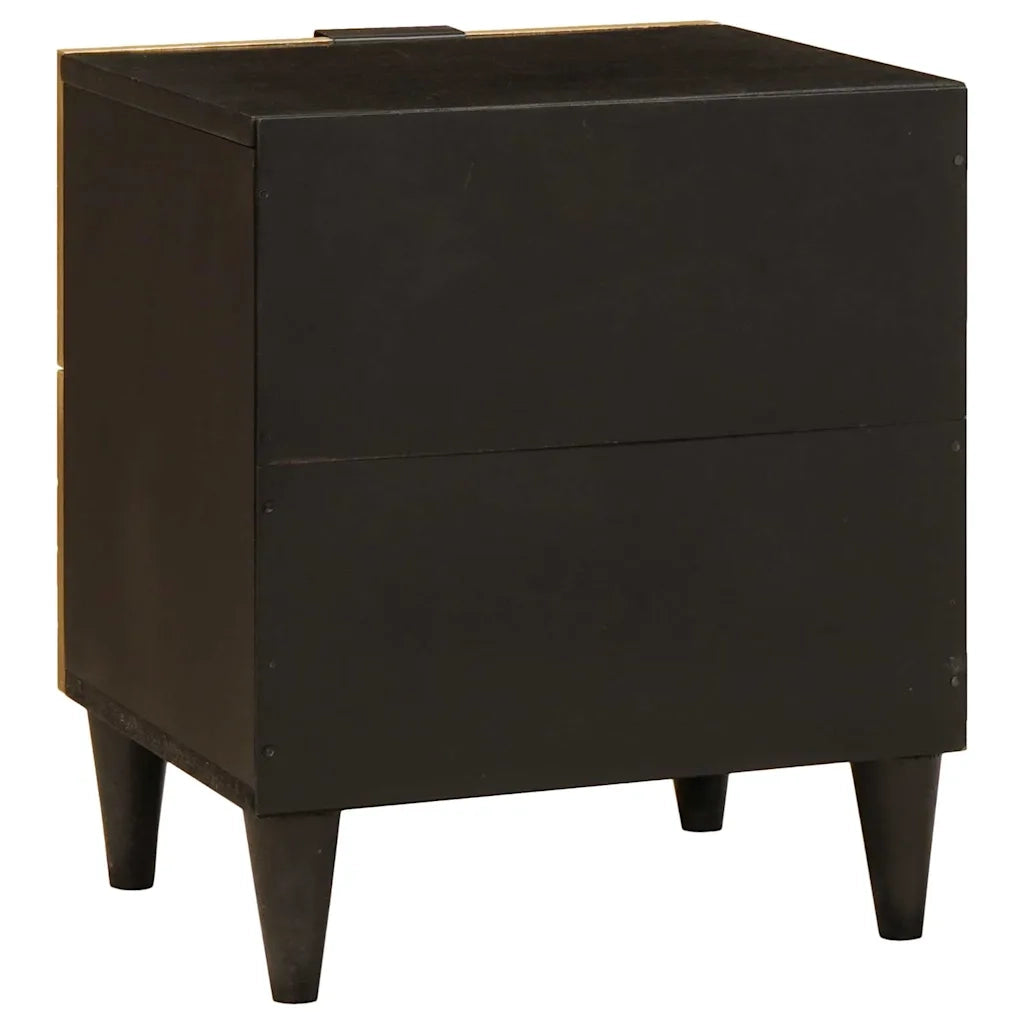 Set di 2 Comodini | Armadio da Notte | Mobiletto da notte Nero e Oro 40 x 33 x 46 cm