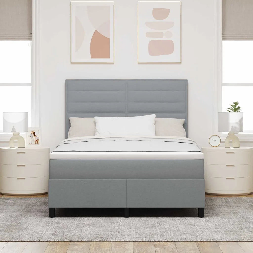 Letto a molle con materasso Grigio chiaro 140 x 200 cm Tessuto