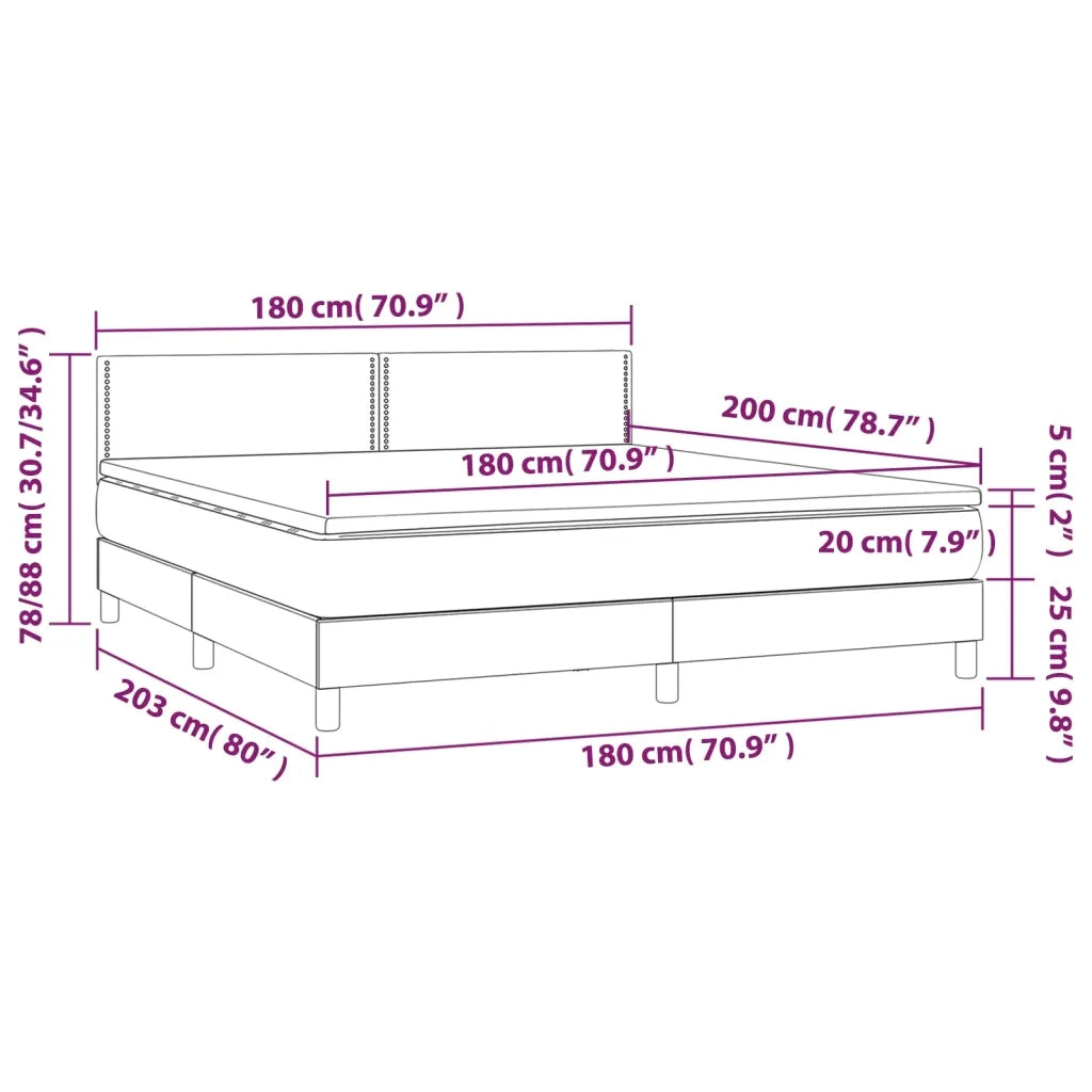 Letto a Molle con Materasso e LED Nero 180x200cm in Tessuto 3133655