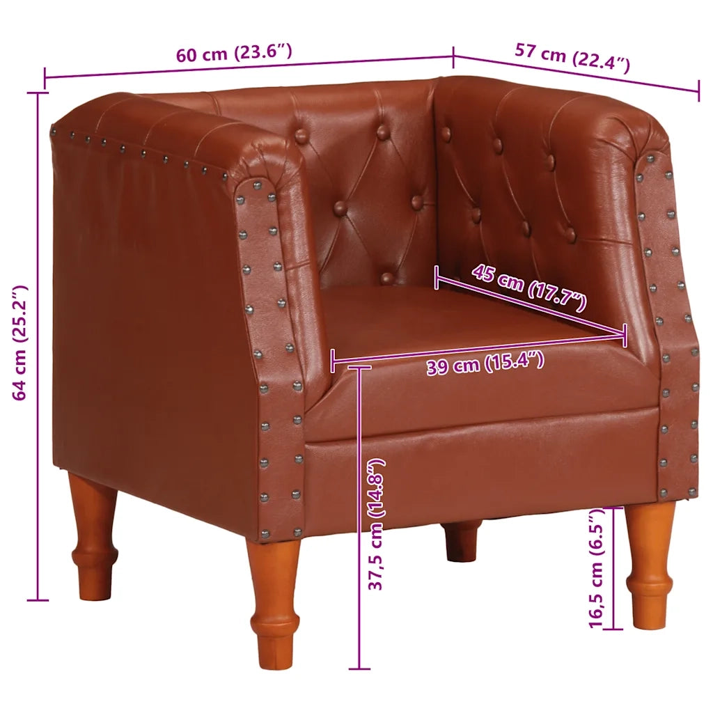 Poltrona | Sedia Relax Marrone in Vera Pelle