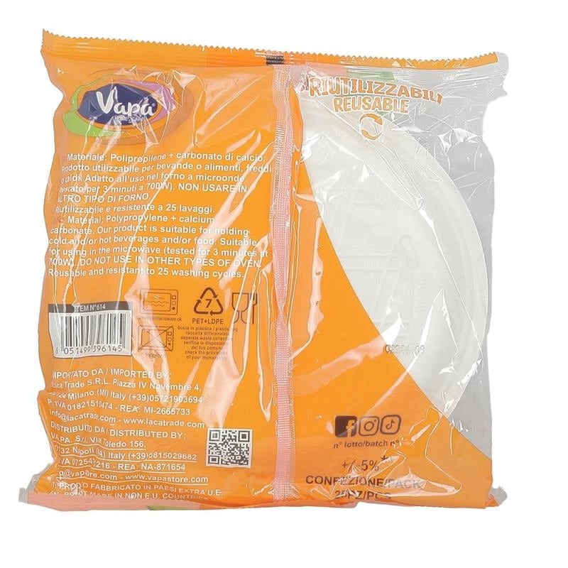 PIATTI VAPA 25P PIANI 500 GR SUPER RESISTENTI RIUTILIZZABILI