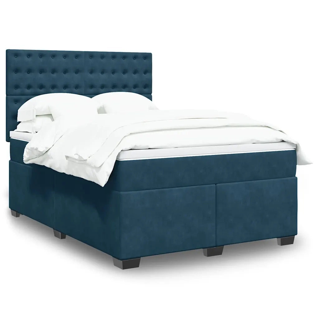 Giroletto a Molle con Materasso Blu 140x200 cm in Velluto