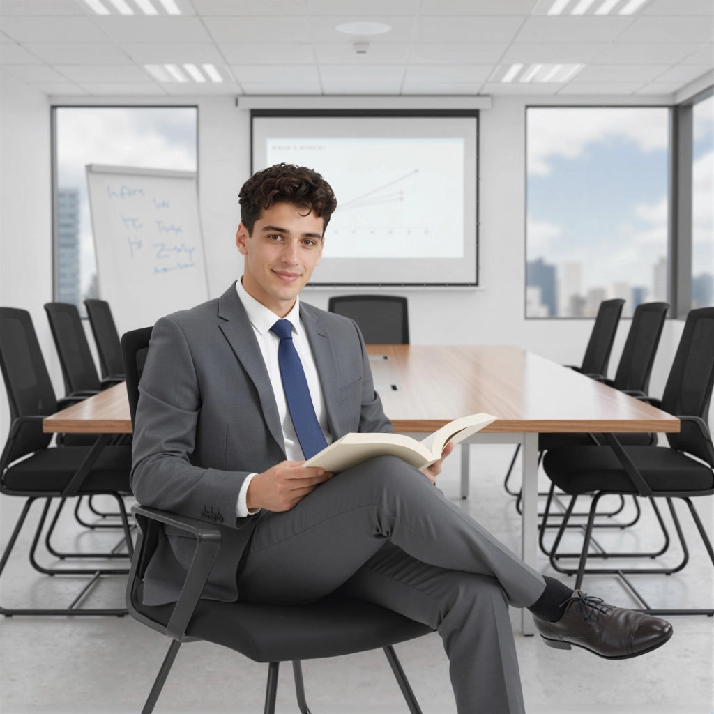 Sedia da ufficio con braccioli e supporto lombare ¨C Minimal ¨C Nero