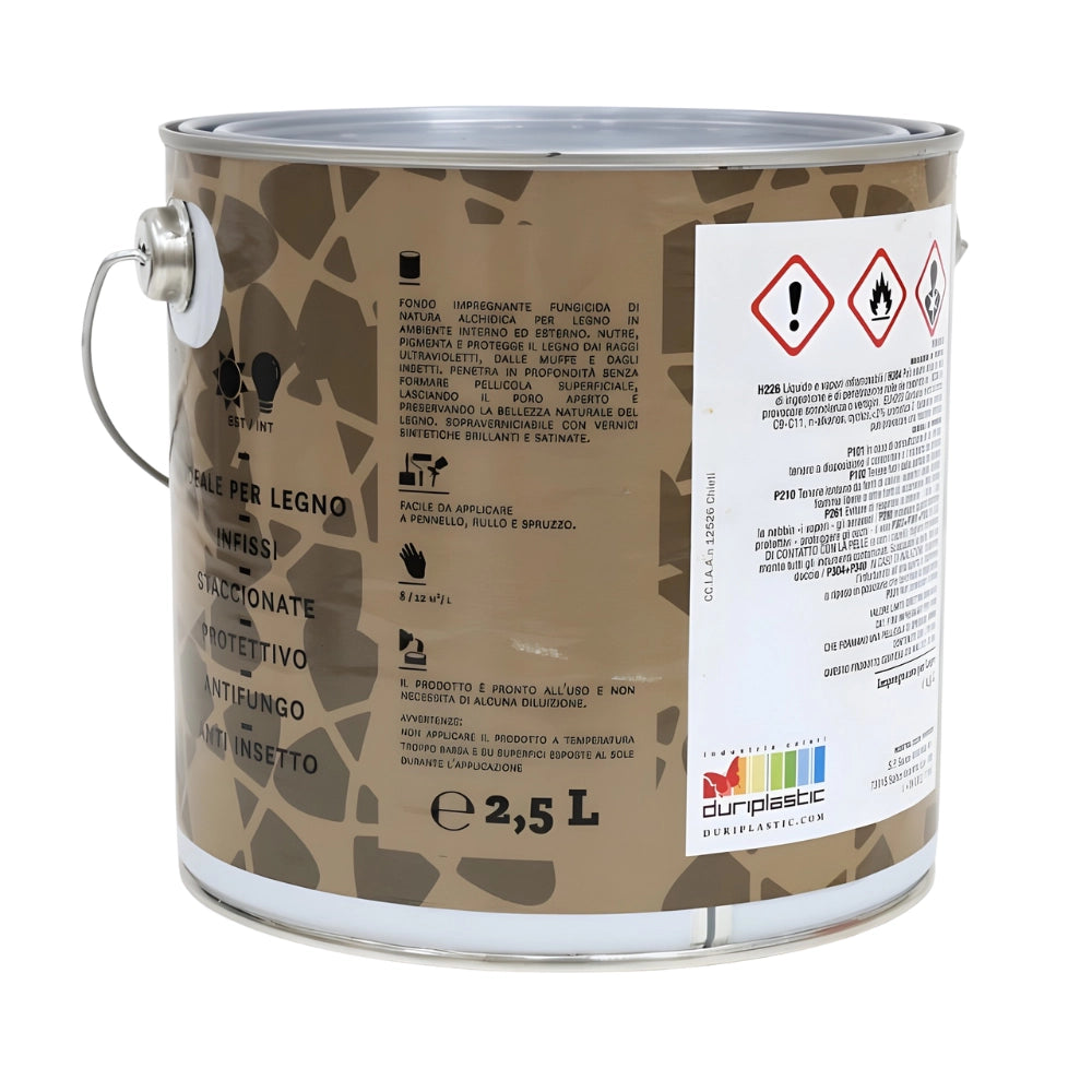 Fondo funghicida alchidico per legno interno ed esterno *** formato 2.5 lt, colore- larice, confezione 1