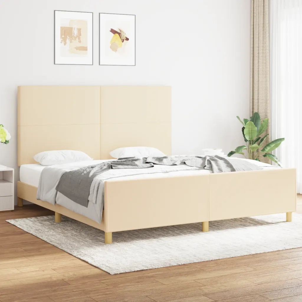Giroletto senza Materasso Crema 180x200 cm in Tessuto