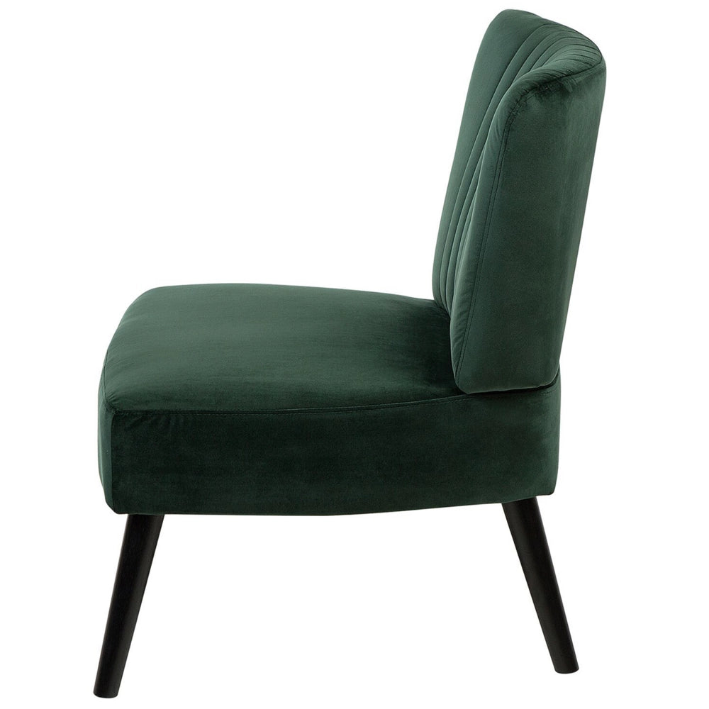Poltrona Verde Velluto Senza Braccioli Sedia senza braccioli Verticale Gambe In Legno