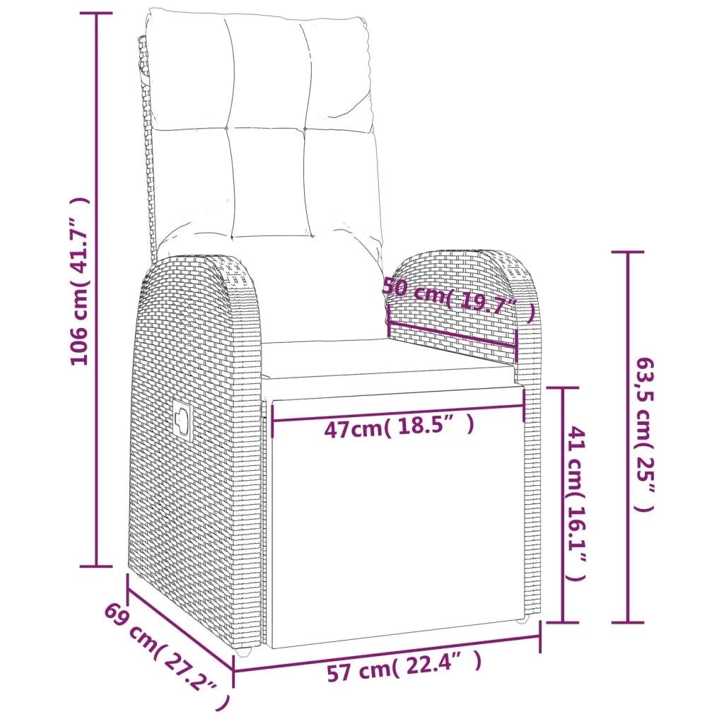 Set Mobili da Giardino 3 pz Nero Polyrattan e Acciaio 3157660