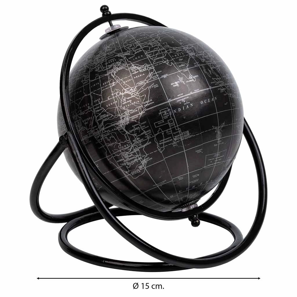 Mappamondo girevole con anello nero d15