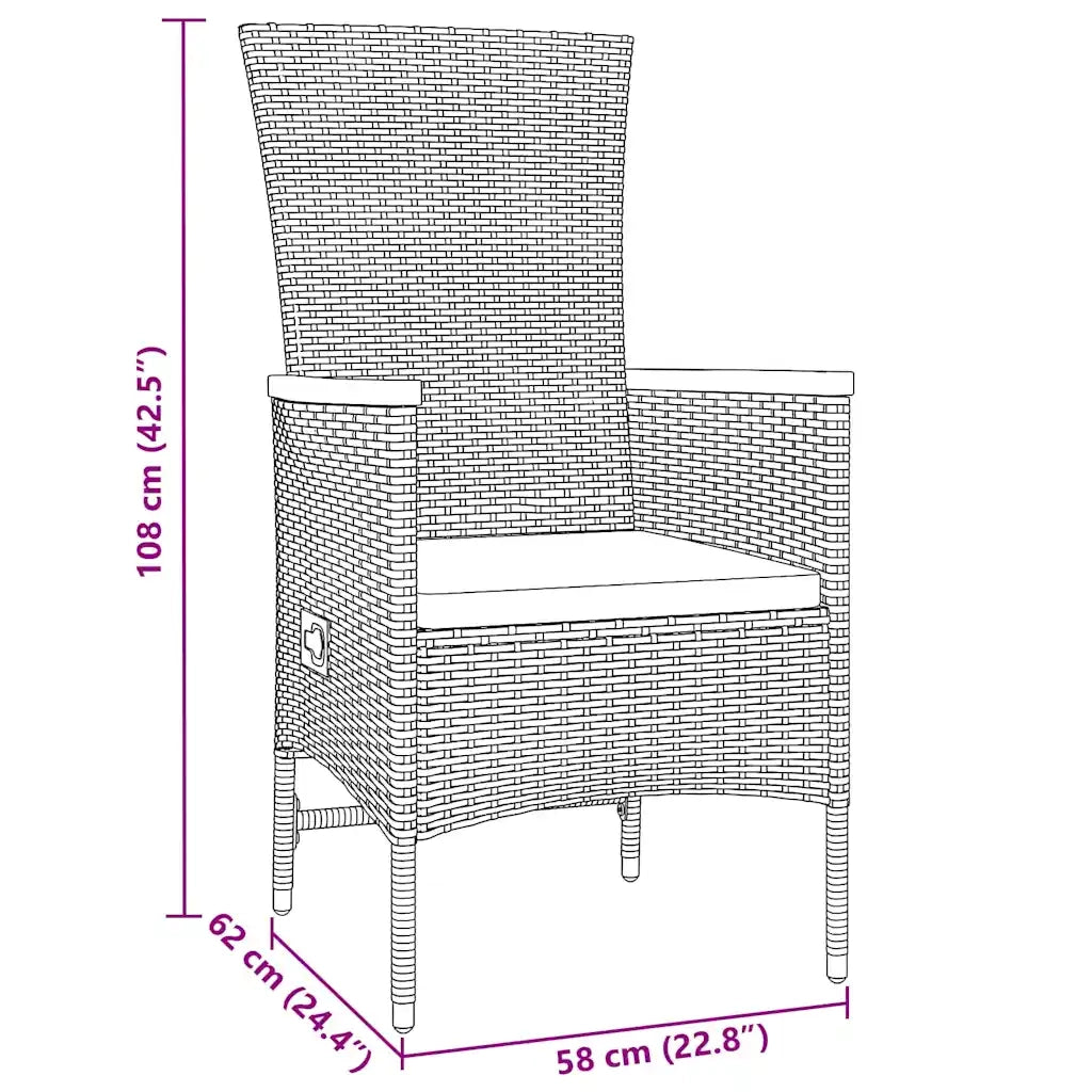 Set da Pranzo per Giardino con cuscino 9 pcs Grigio 3379442