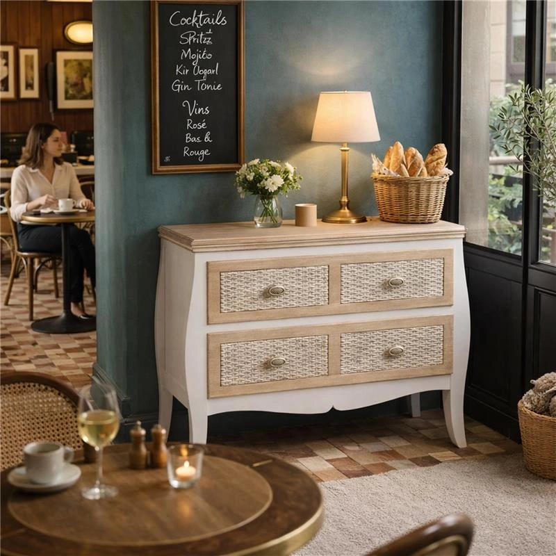 CHARM MOBILETTO CON 4 CASSETTI 77X40X78H CM COLORE BIANCO E CREMA