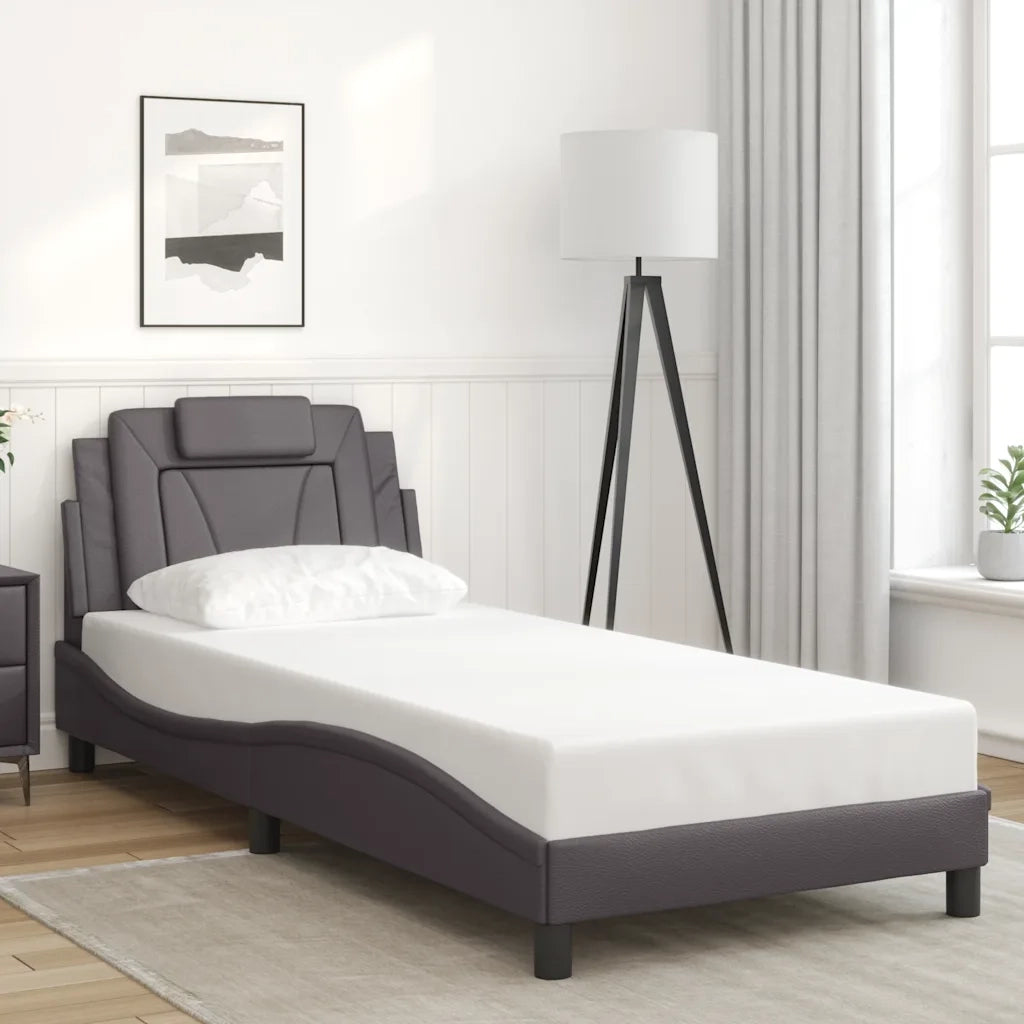 Letto singolo | Letto per adulti | Giroletto Viana senza Materasso Crema 90x200 cm in Similpelle