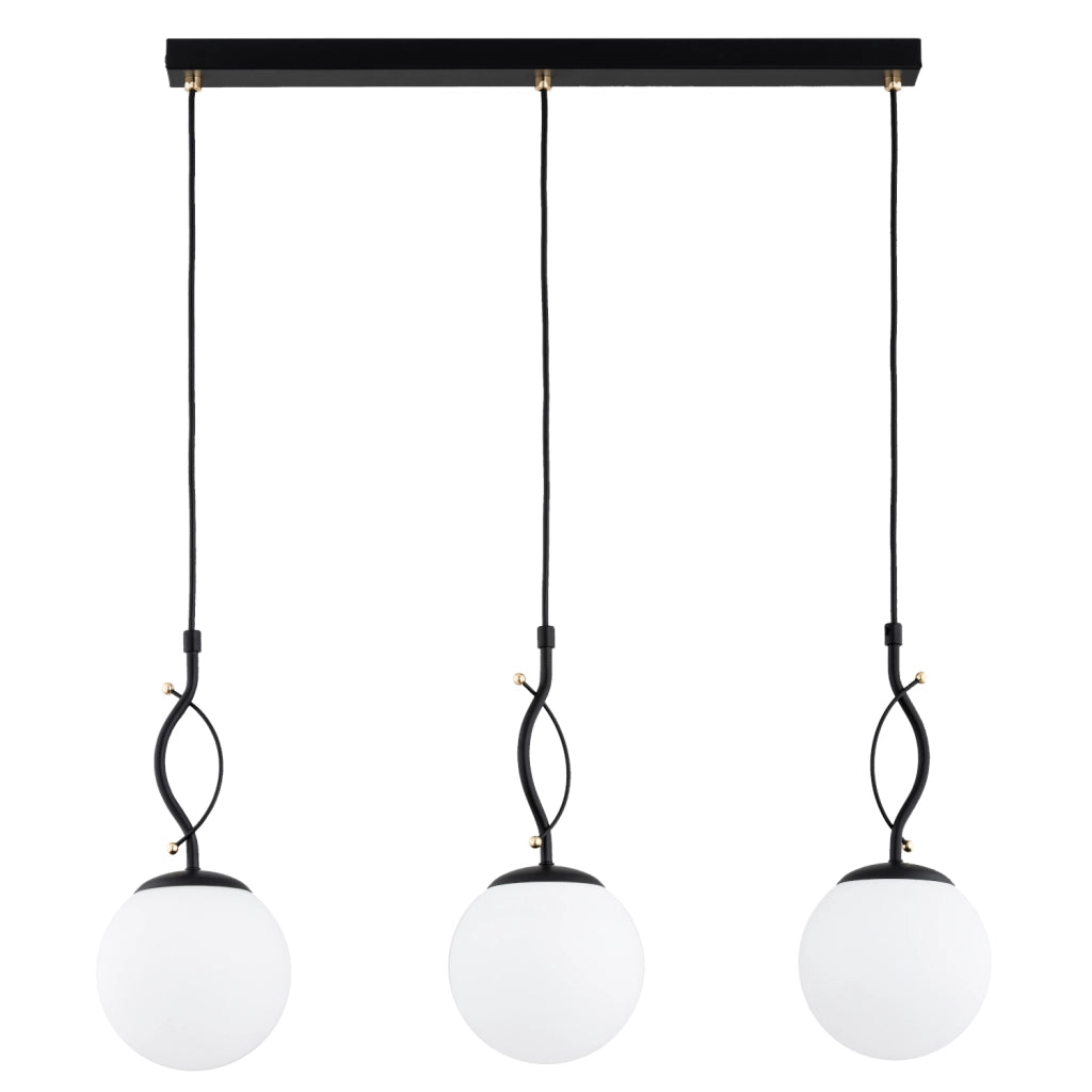 Lampada a sospensione PANDA nera/bianca oro 3xE14 Alfa